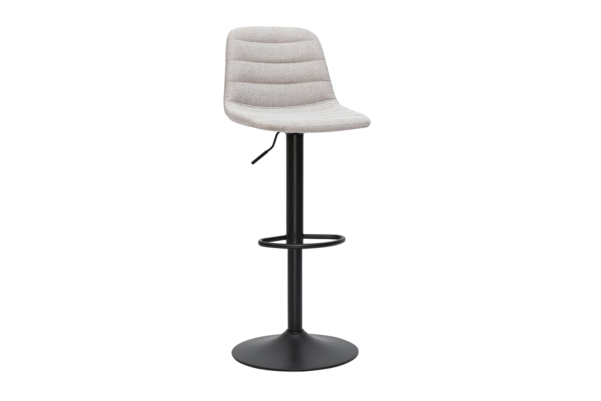 Tabourets de bar rglables en tissu effet velours textur beige et mtal (lot de 2) SAURY