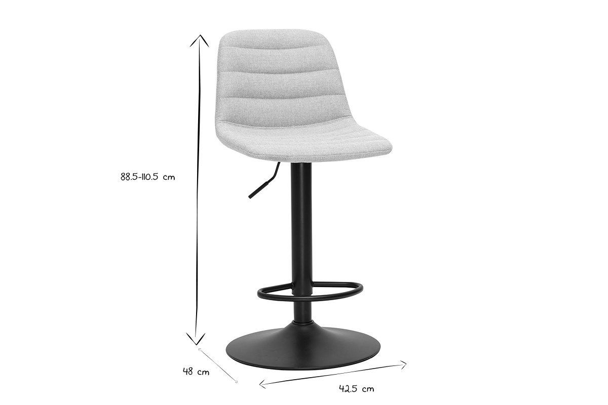 Tabourets de bar rglables en tissu effet velours textur beige et mtal (lot de 2) SAURY