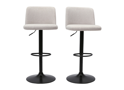 Tabourets de bar réglables en tissu effet velours texturé beige et métal noir (lot de 2) MONTI
