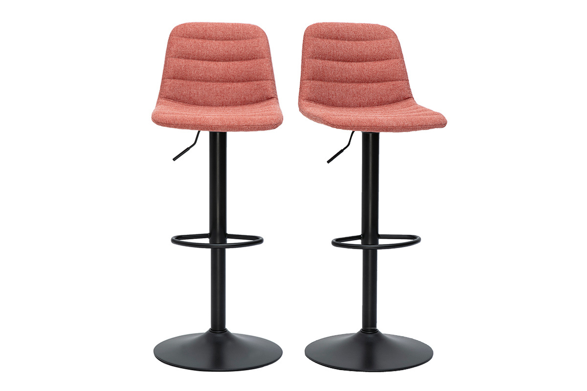 Tabourets de bar rglables en tissu effet velours textur terracotta et mtal (lot de 2) SAURY