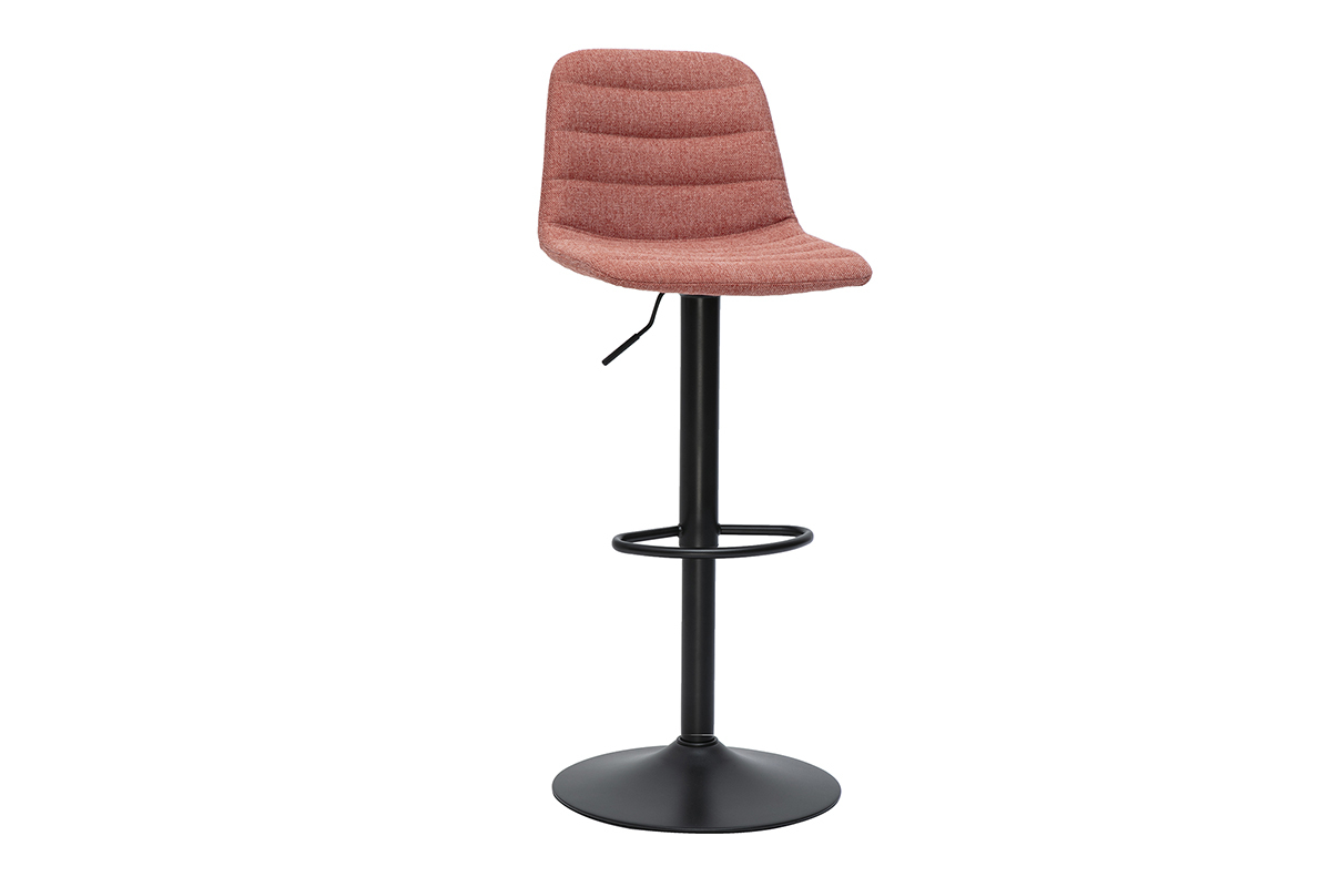 Tabourets de bar rglables en tissu effet velours textur terracotta et mtal (lot de 2) SAURY