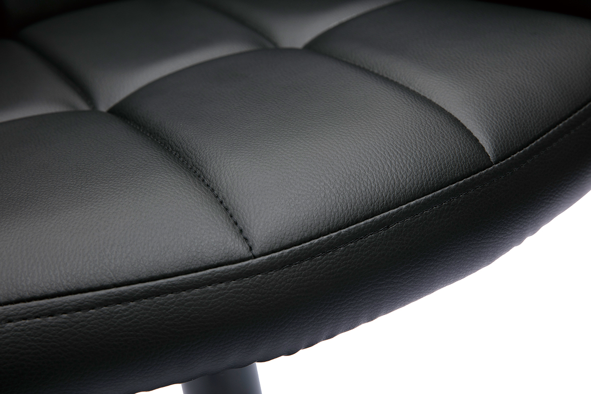 Tabourets de bar r�glables matelass�s noirs et m�tal noir 360� (lot de 2) MONTERO