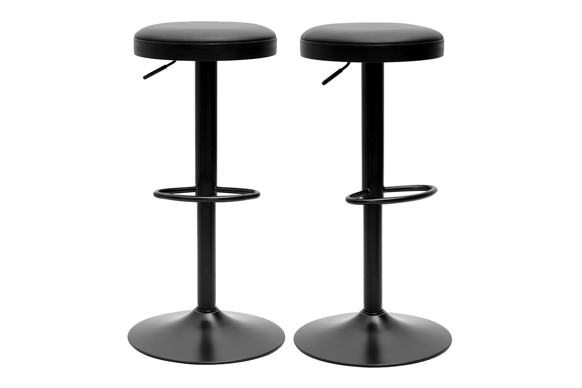 Tabourets de bar rglables noirs (lot de 2) BYRON