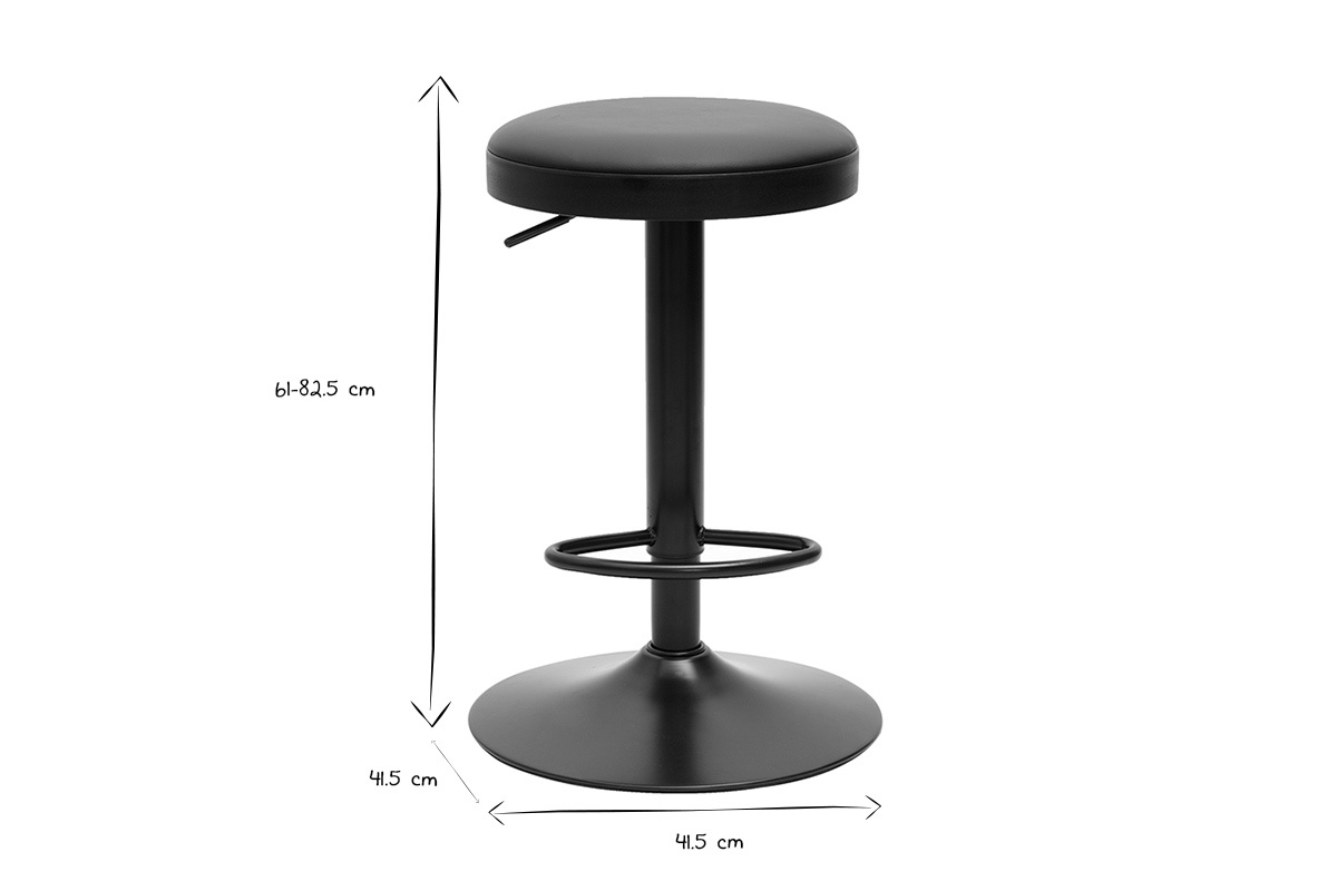 Tabourets de bar rglables noirs (lot de 2) BYRON