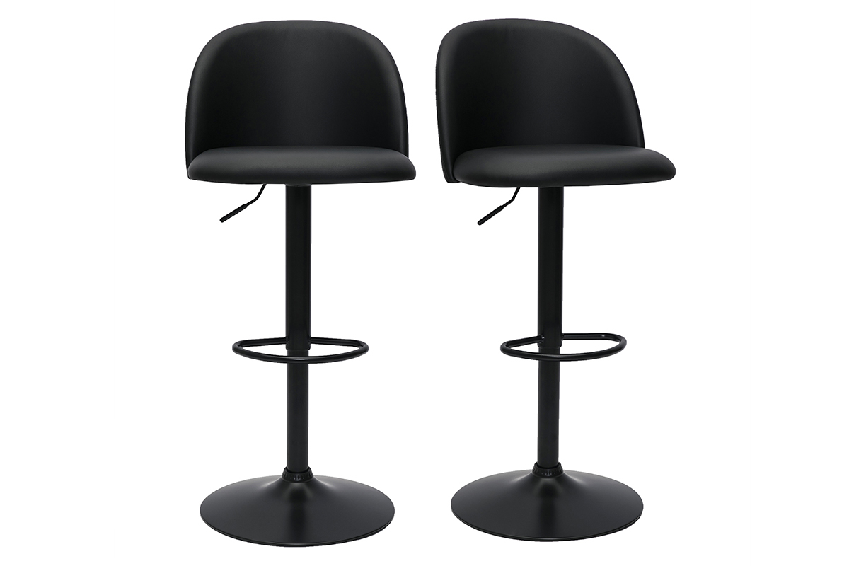 Tabourets de bar rglables noirs et mtal noir (lot de 2) CELESTE