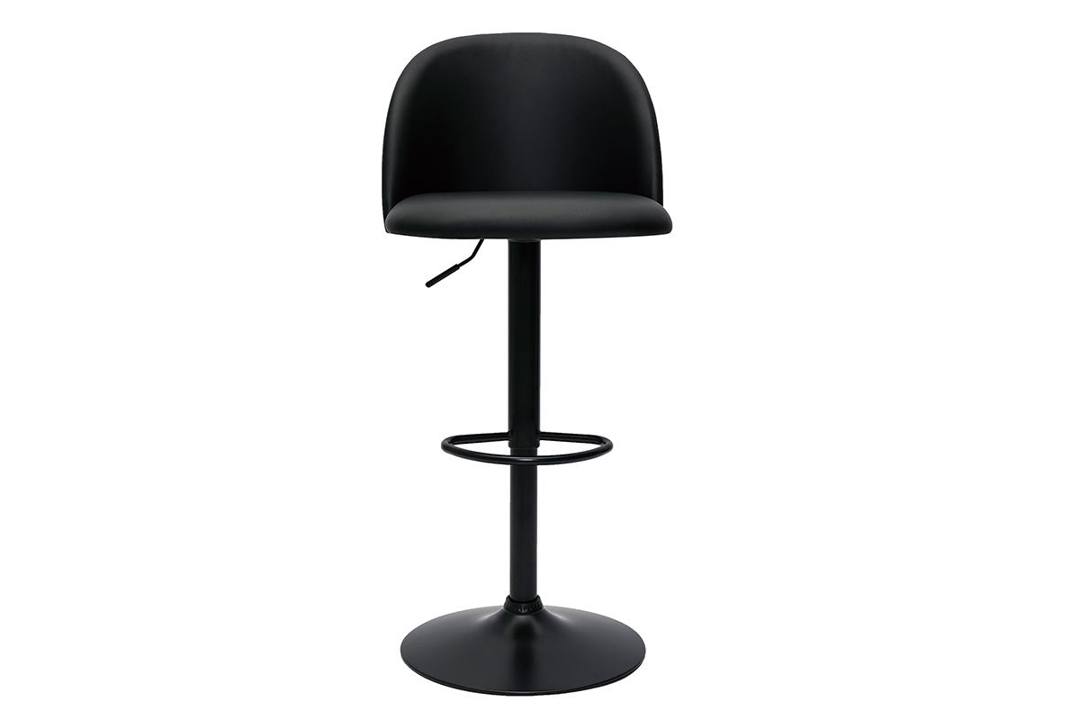 Tabourets de bar rglables noirs et mtal noir (lot de 2) CELESTE