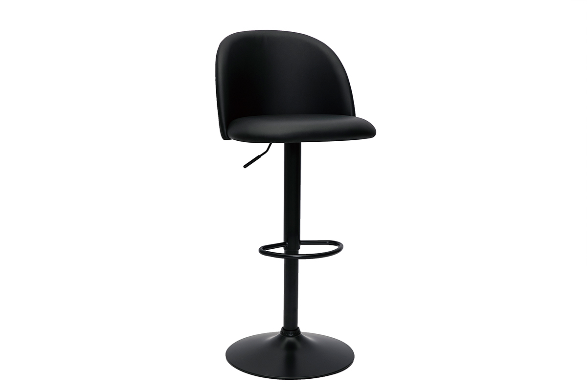 Tabourets de bar rglables noirs et mtal noir (lot de 2) CELESTE