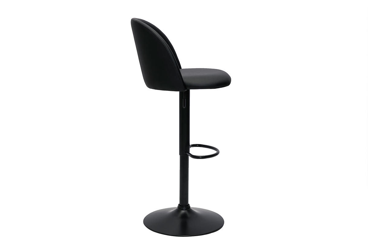Tabourets de bar rglables noirs et mtal noir (lot de 2) CELESTE