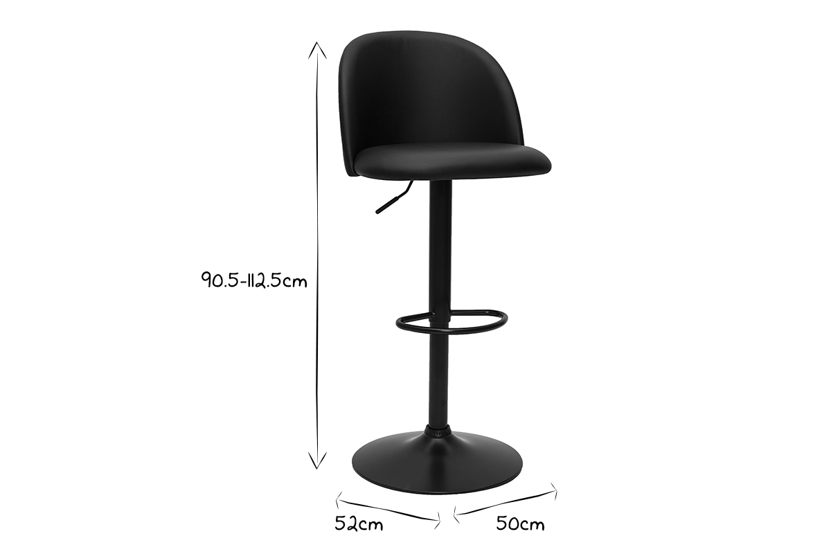 Tabourets de bar rglables noirs et mtal noir (lot de 2) CELESTE
