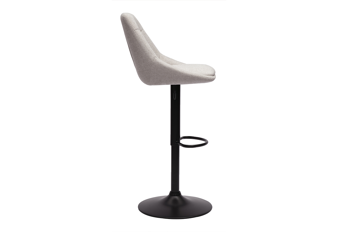 Tabourets de bar rglables pivotants 360 en tissu effet velours textur beige et mtal (lot de 2) ALESS