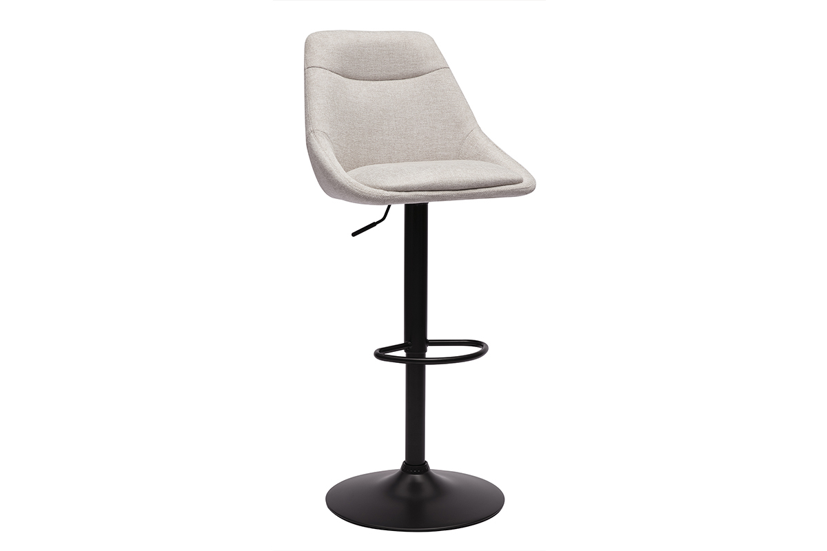 Tabourets de bar rglables pivotants 360 en tissu effet velours textur beige et mtal (lot de 2) ALESS