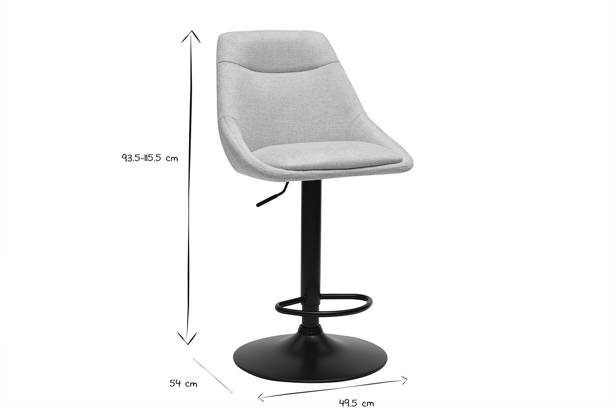 Tabourets de bar rglables pivotants 360 en tissu effet velours textur beige et mtal (lot de 2) ALESS