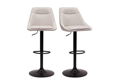 Tabourets de bar réglables pivotants 360° en tissu effet velours texturé beige et métal (lot de 2) ALESS