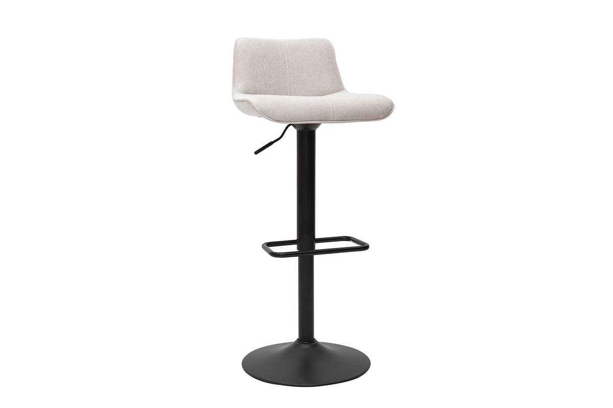 Tabourets de bar rglables pivotants 360 en tissu effet velours textur beige et mtal noir (lot de 2) BOOST