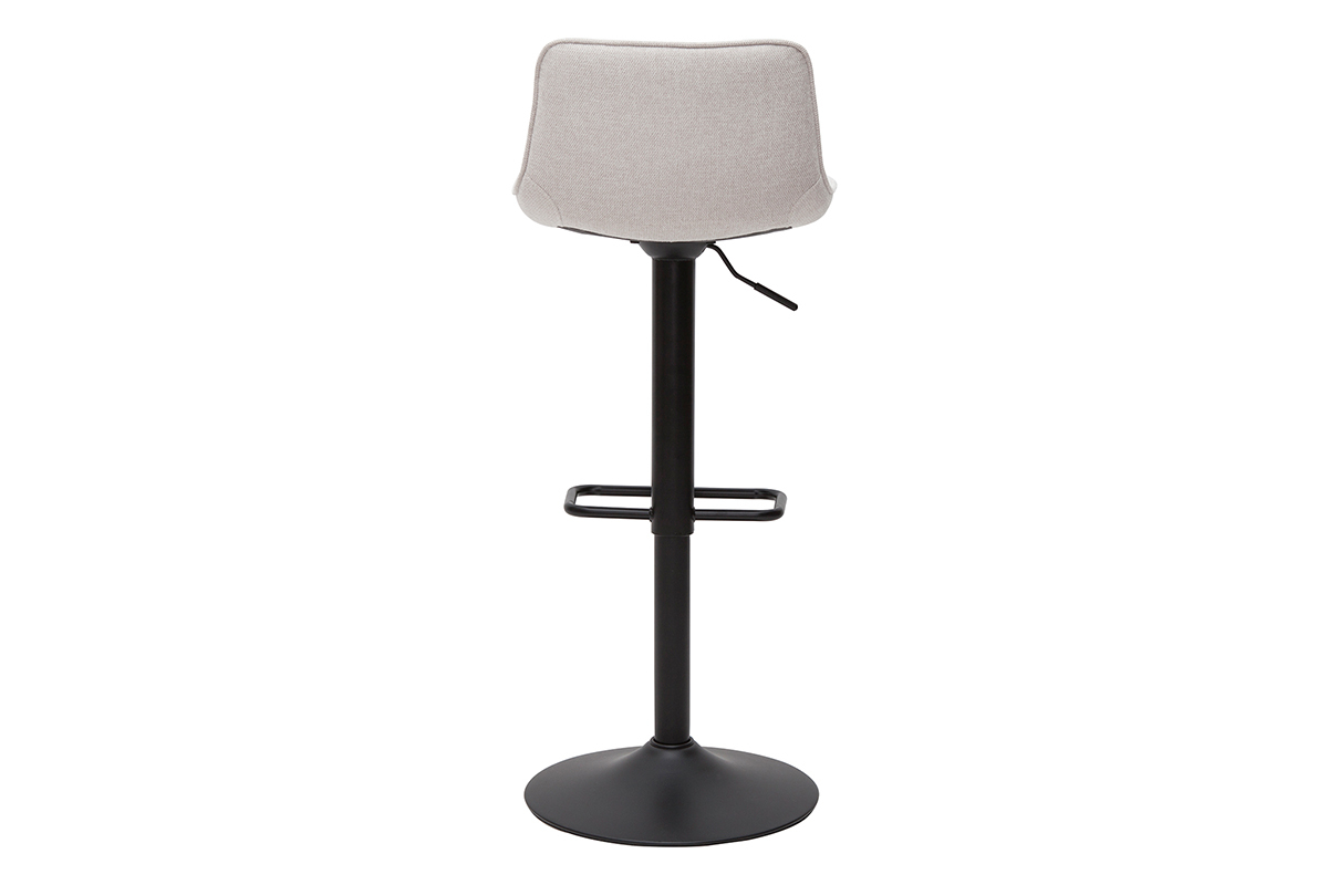 Tabourets de bar rglables pivotants 360 en tissu effet velours textur beige et mtal noir (lot de 2) BOOST