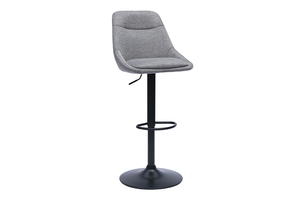 Tabourets de bar rglables pivotants 360 en tissu effet velours textur gris et mtal (lot de 2) ALESS