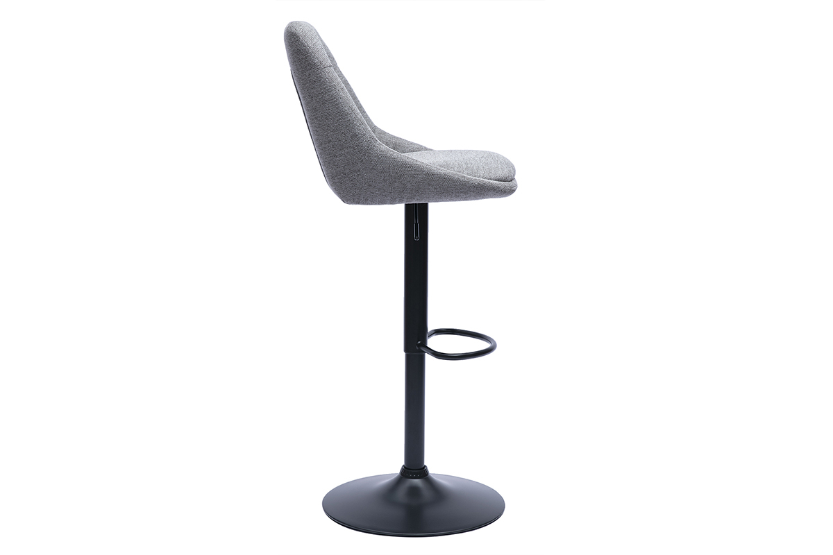 Tabourets de bar rglables pivotants 360 en tissu effet velours textur gris et mtal (lot de 2) ALESS