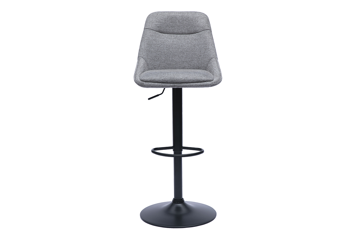 Tabourets de bar rglables pivotants 360 en tissu effet velours textur gris et mtal (lot de 2) ALESS