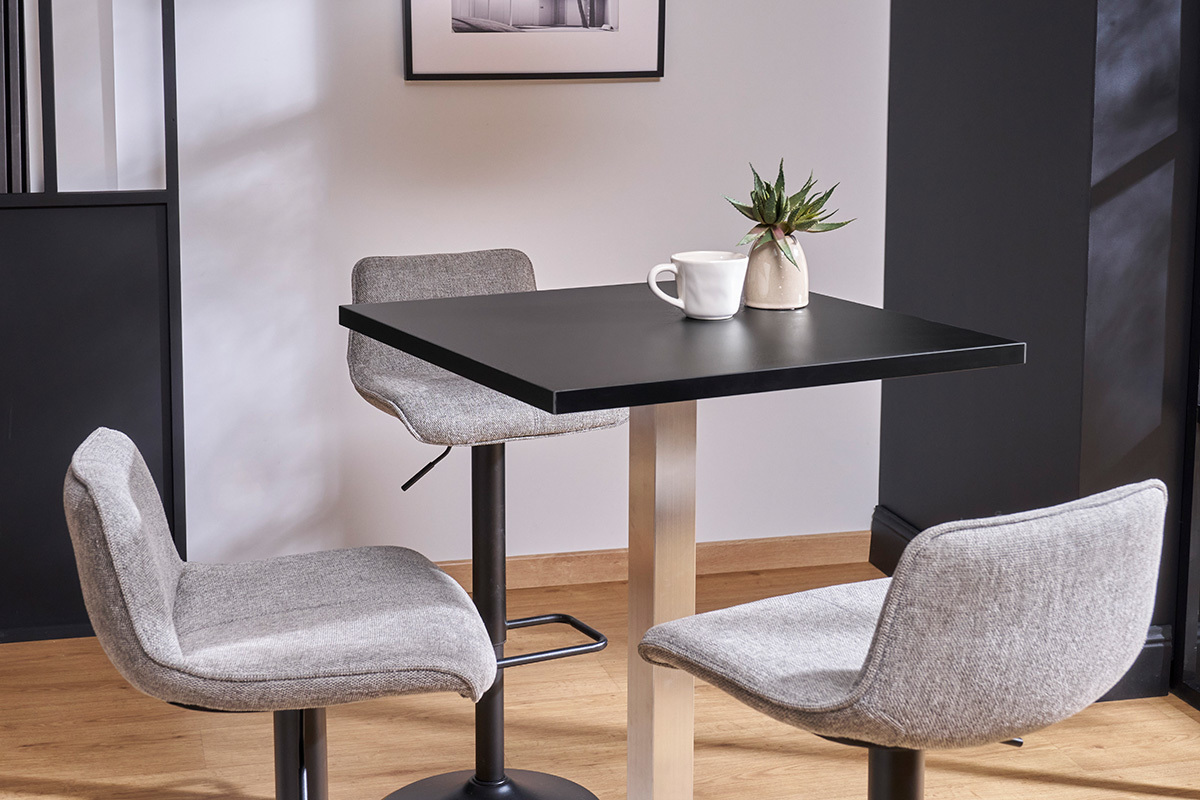 Tabourets de bar rglables pivotants 360 en tissu effet velours textur gris et mtal (lot de 2) BOOST