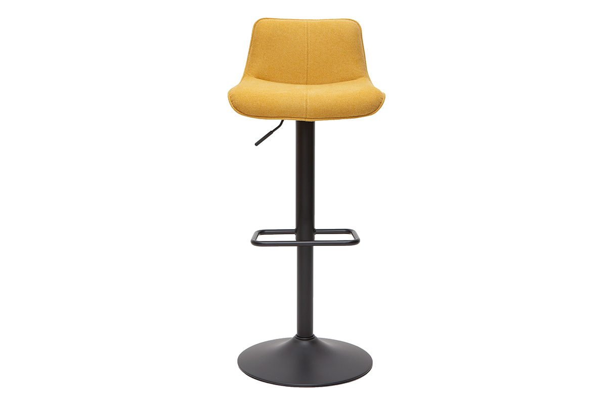 Tabourets de bar rglables pivotants 360 en tissu effet velours textur jaune moutarde et mtal (lot de 2) BOOST