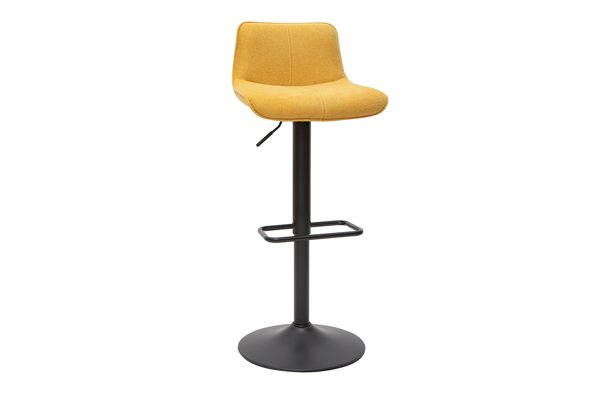 Tabourets de bar rglables pivotants 360 en tissu effet velours textur jaune moutarde et mtal (lot de 2) BOOST