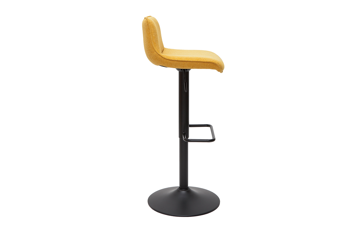 Tabourets de bar rglables pivotants 360 en tissu effet velours textur jaune moutarde et mtal (lot de 2) BOOST