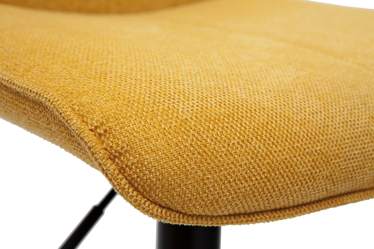 Tabourets de bar rglables pivotants 360 en tissu effet velours textur jaune moutarde et mtal (lot de 2) BOOST