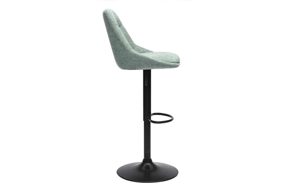 Tabourets de bar rglables pivotants 360 en tissu effet velours textur vert cladon et mtal (lot de 2) ALESS