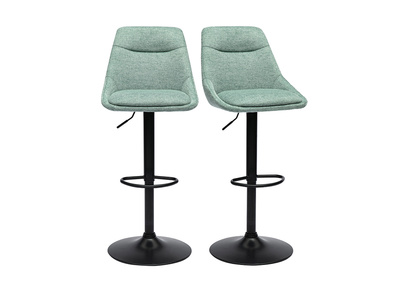 Tabourets de bar réglables pivotants 360° en tissu effet velours texturé vert céladon et métal (lot de 2) ALESS