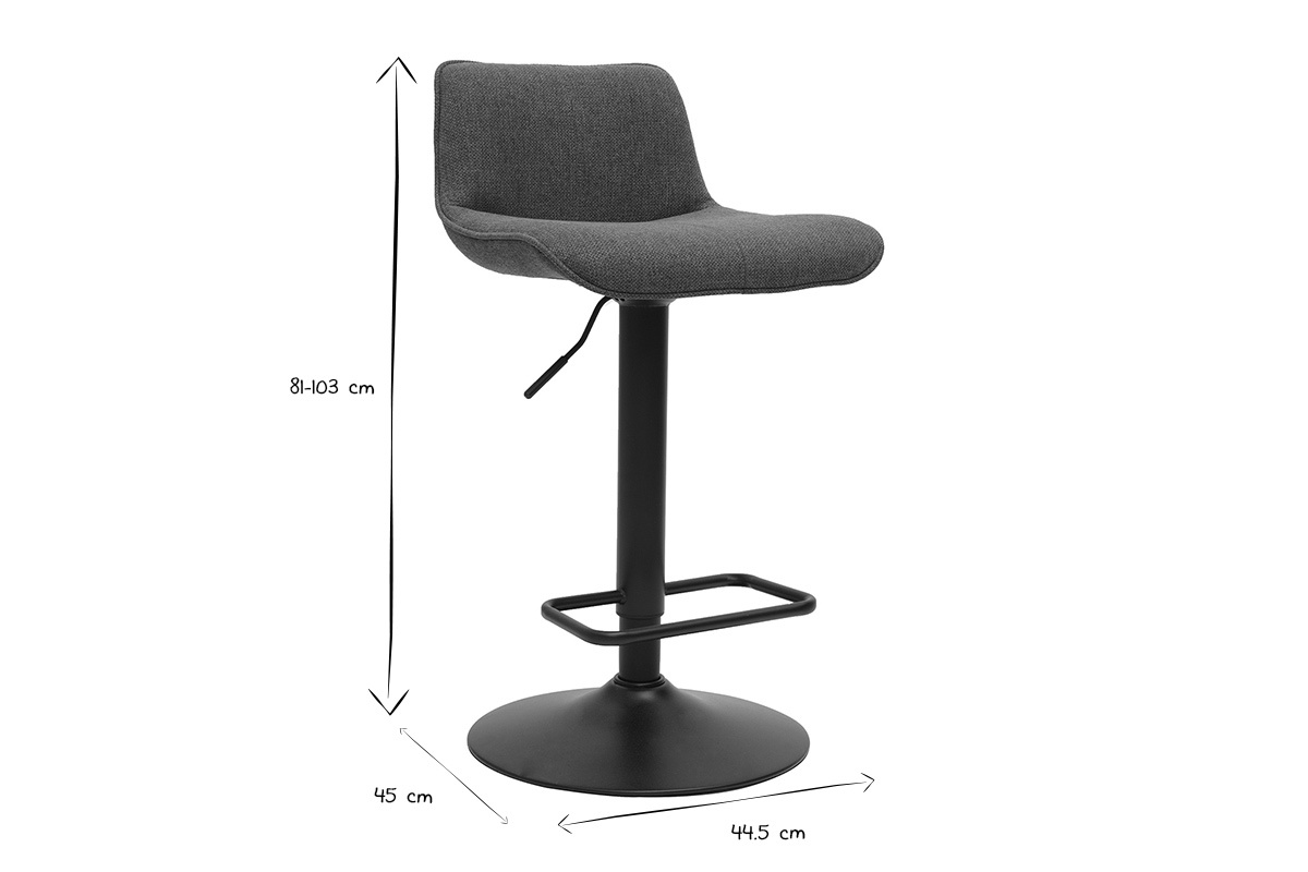 Tabourets de bar rglables pivotants 360 en tissu vert kaki et mtal noir (lot de 2) BOOST