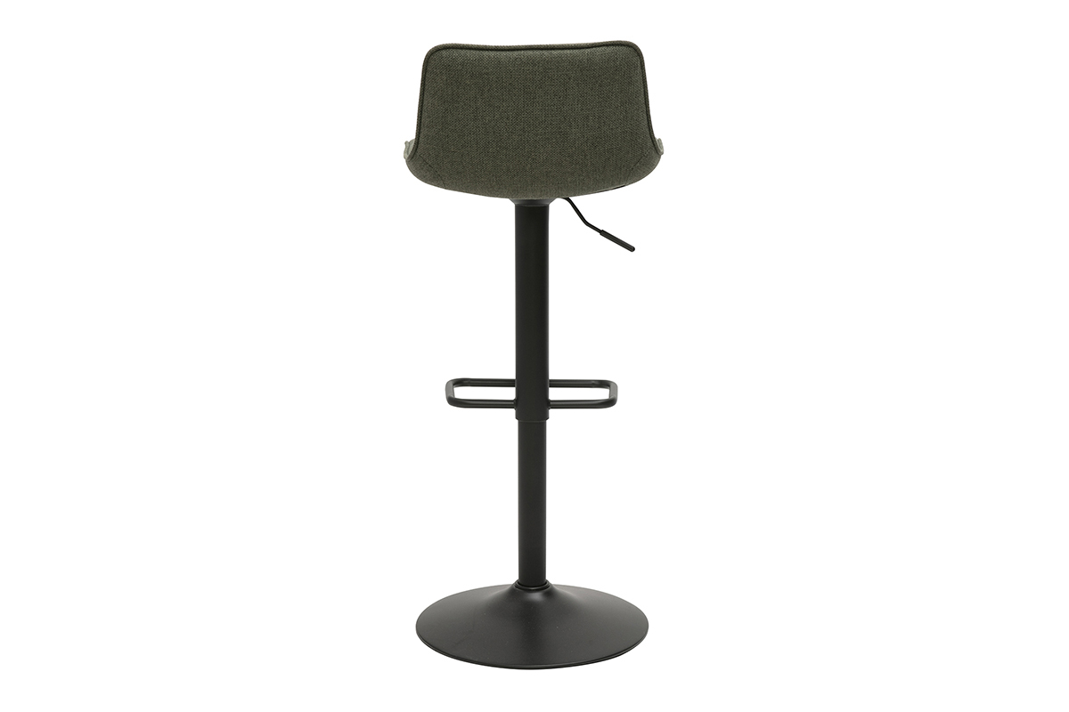 Tabourets de bar rglables pivotants 360 en tissu vert kaki et mtal noir (lot de 2) BOOST