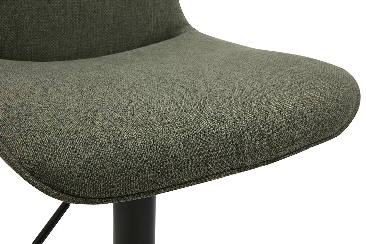 Tabourets de bar rglables pivotants 360 en tissu vert kaki et mtal noir (lot de 2) BOOST