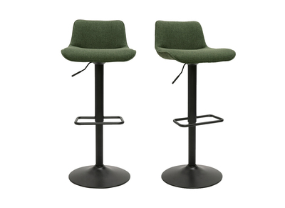 Tabourets de bar réglables pivotants 360° en tissu vert kaki et métal noir (lot de 2) BOOST