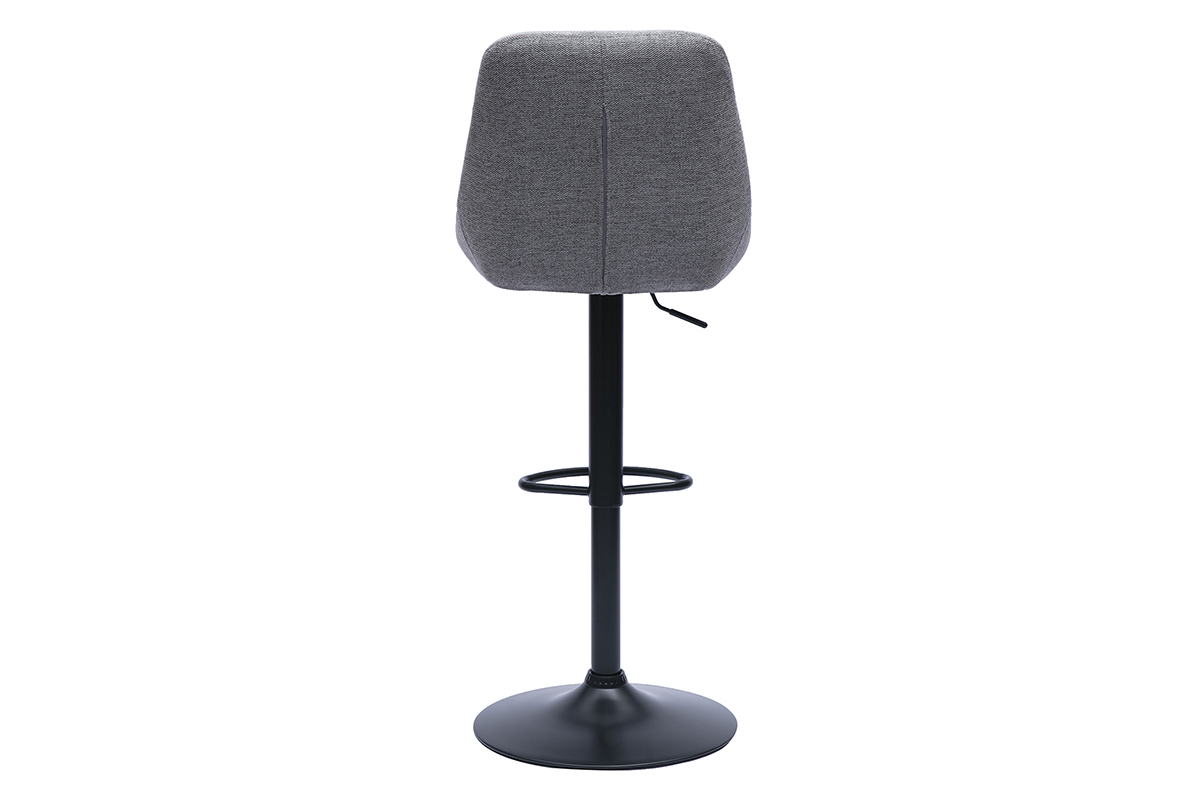 Tabourets de bar r�glables pivotants 360� en tissu effet velours textur� gris et m�tal (lot de 2) ALESS