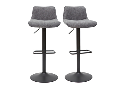 Tabourets de bar r&eacute;glables pivotants 360&deg; en tissu effet velours textur&eacute; gris et m&eacute;tal (lot de 2) BOOST