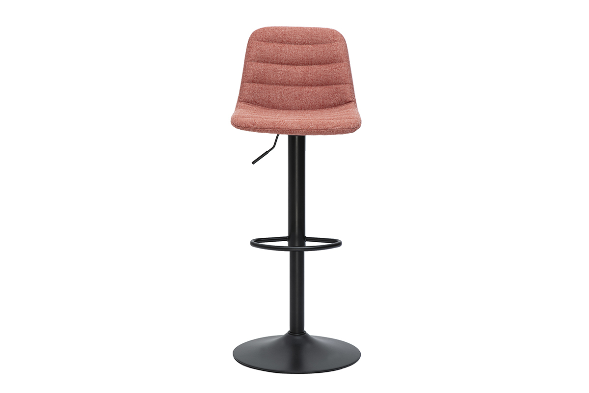 Tabourets de bar r�glables pivotants 360� en tissu effet velours textur� terracotta et m�tal (lot de 2) SAURY