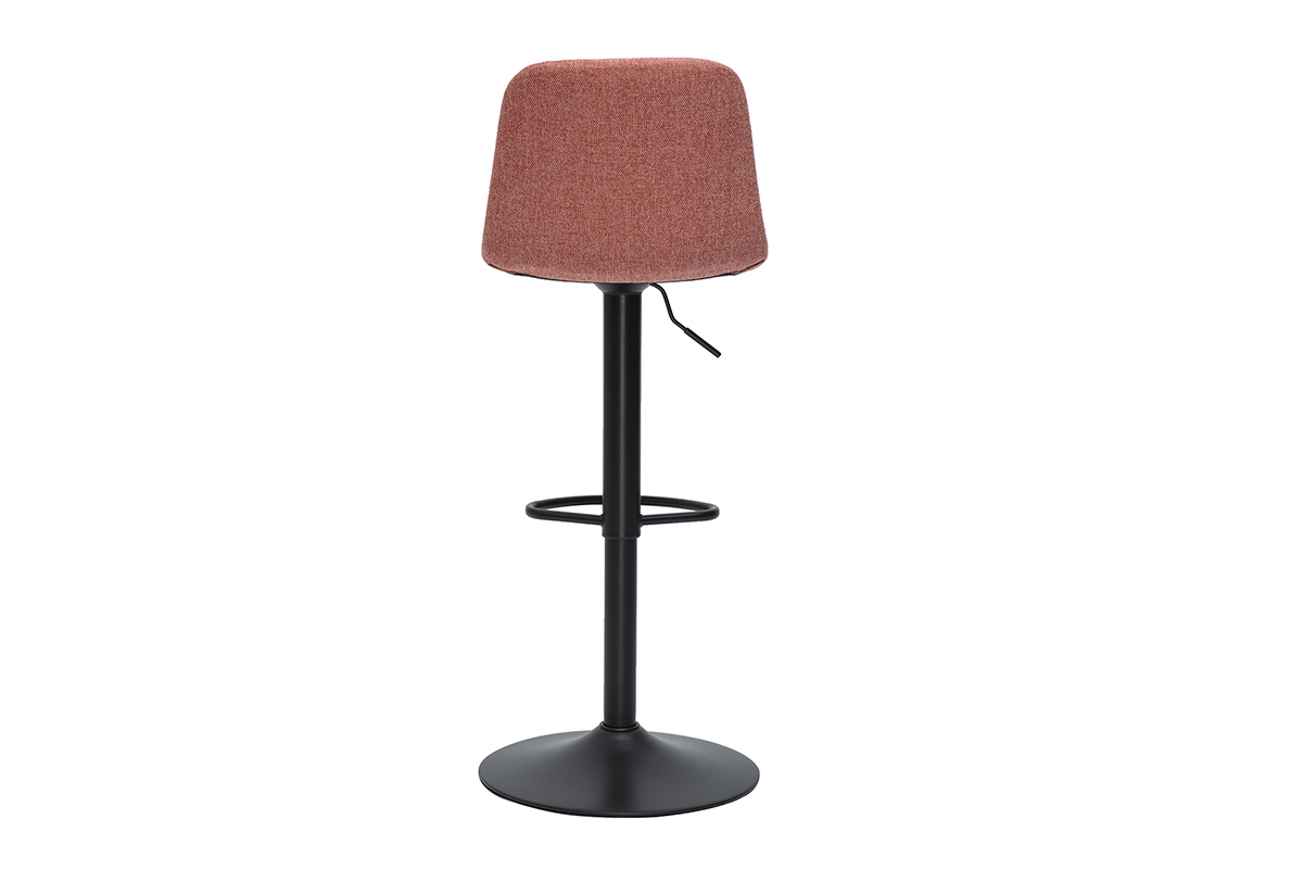 Tabourets de bar r�glables pivotants 360� en tissu effet velours textur� terracotta et m�tal (lot de 2) SAURY
