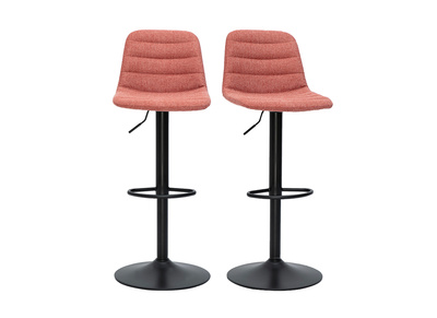Tabourets de bar r&eacute;glables pivotants 360&deg; en tissu effet velours textur&eacute; terracotta et m&eacute;tal (lot de 2) SAURY