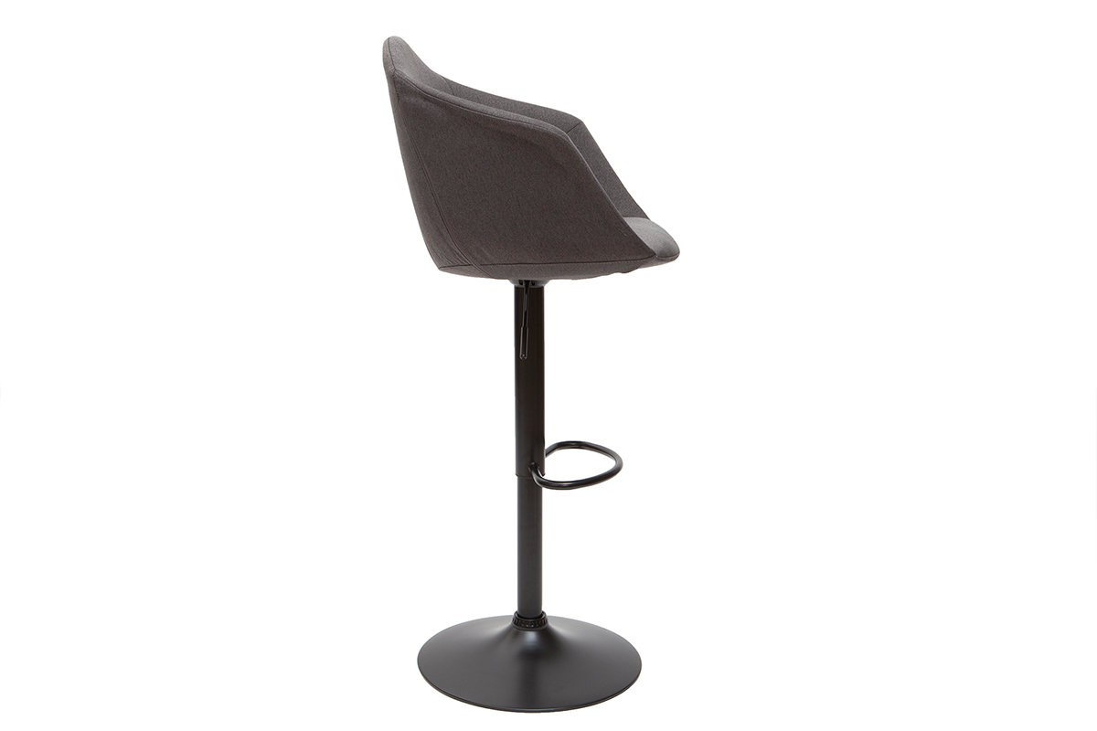 Tabourets de bar r�glables pivotants 360� en tissu gris fonc� et m�tal (lot de 2) TAYA