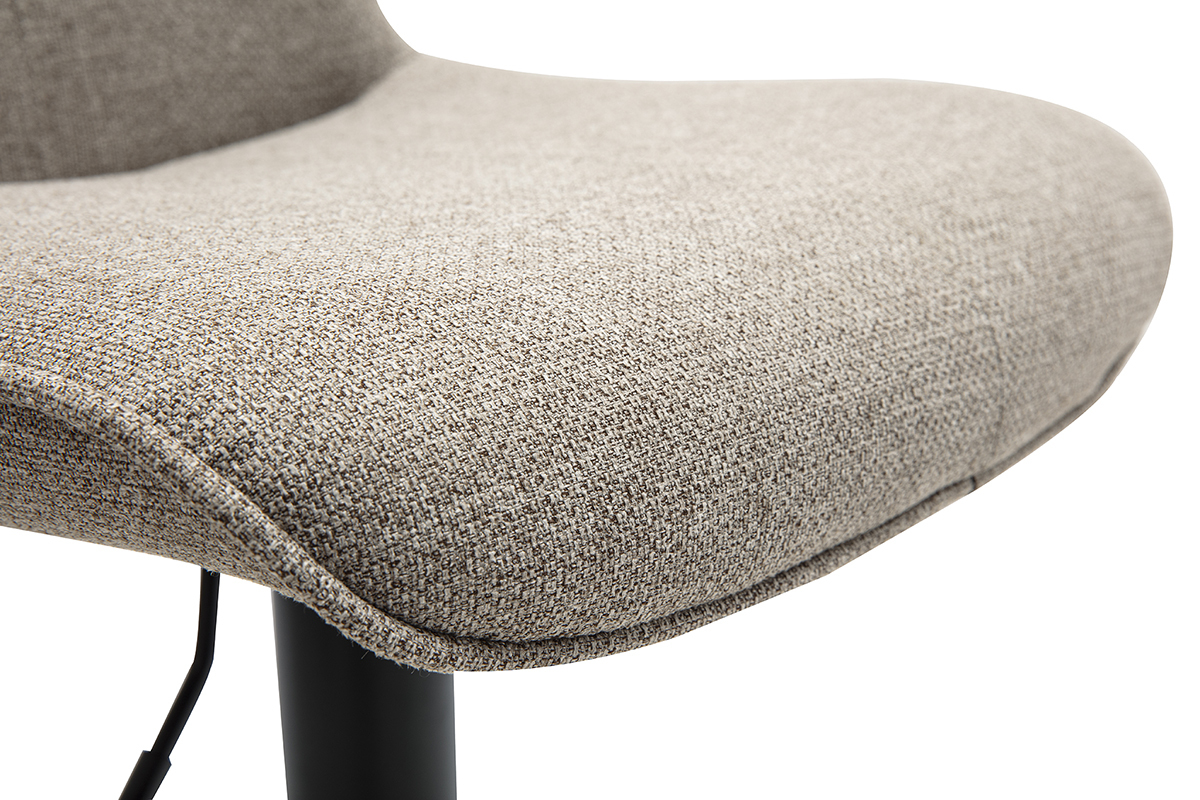 Tabourets de bar r�glables pivotants 360� en tissu taupe et m�tal noir (lot de 2) BOOST