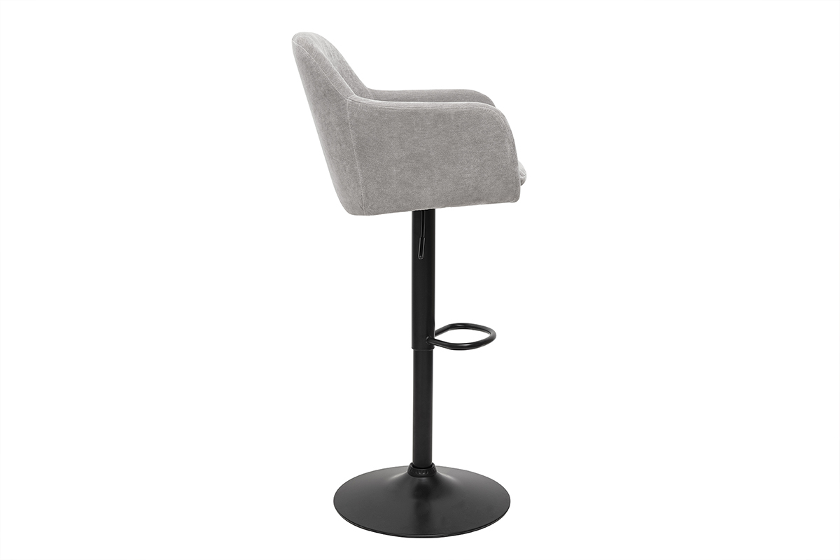 Tabourets de bar rglables tissu effet velours gris et mtal (lot de 2) AMIKA