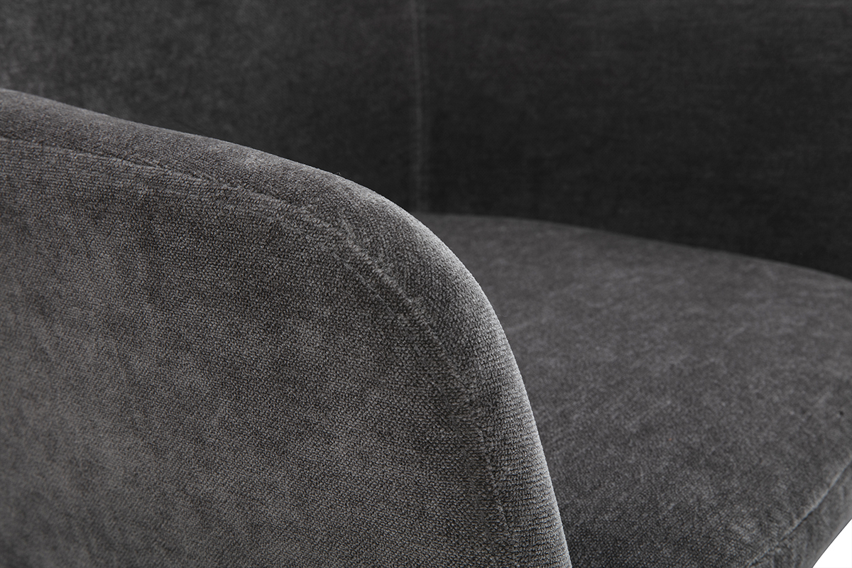 Tabourets de bar rglables tissu effet velours gris fonc et mtal (lot de 2) AMIKA