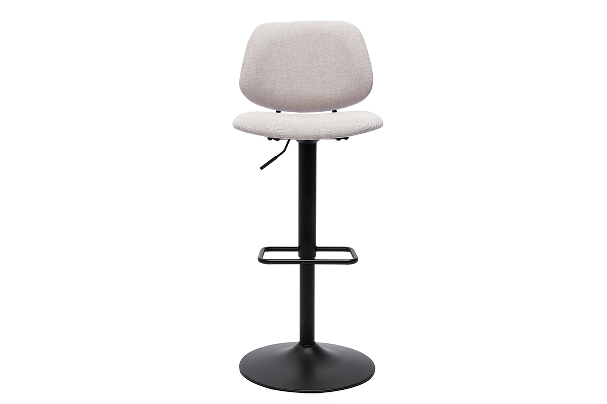 Tabourets de bar relevables design en tissu effet velours beige et mtal noir BARNET (lot de 2)
