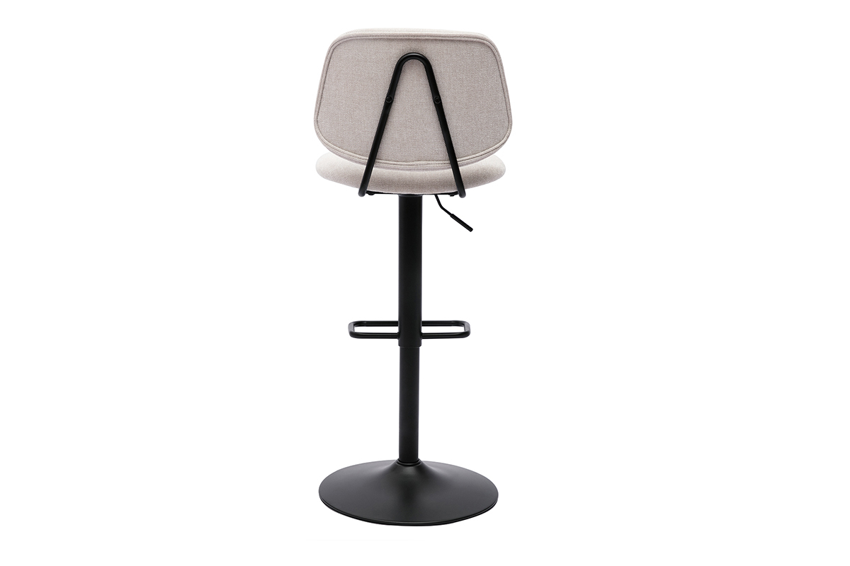 Tabourets de bar relevables design en tissu effet velours beige et mtal noir BARNET (lot de 2)