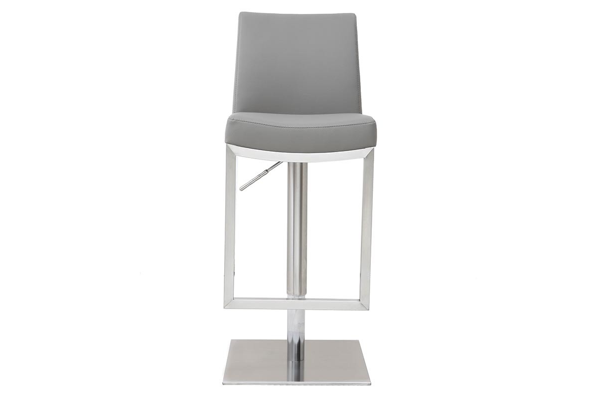 Tabourets de bar relevables gris et acier chrom (lot de 2) KYLE