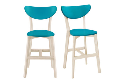 Tabourets de bar scandinave bleu canard 65 cm (lot de 2) LEENA