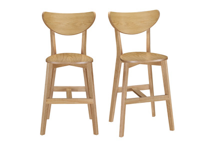 Tabourets de bar scandinave ch&ecirc;ne (lot de 2) LEENA