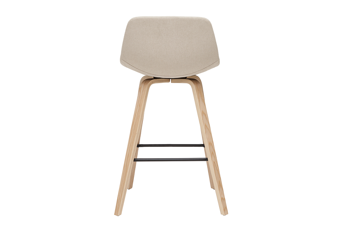 Tabourets de bar scandinaves beige et bois clair H65 cm (lot de 2) NONIE
