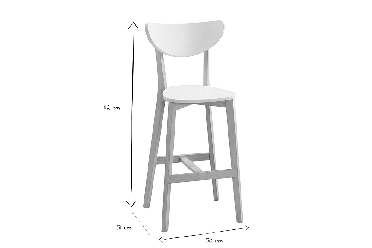 Tabourets de bar scandinaves blanc et bois (lot de 2) LEENA