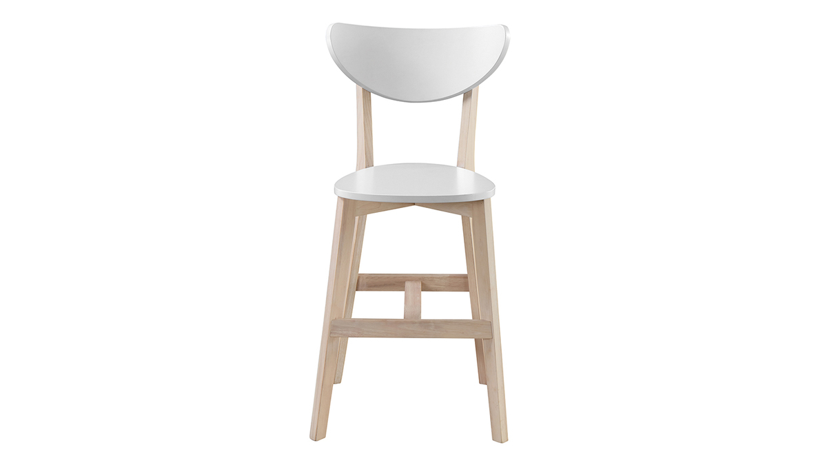 Tabourets de bar scandinaves blanc et bois H65 cm (lot de 2) LEENA